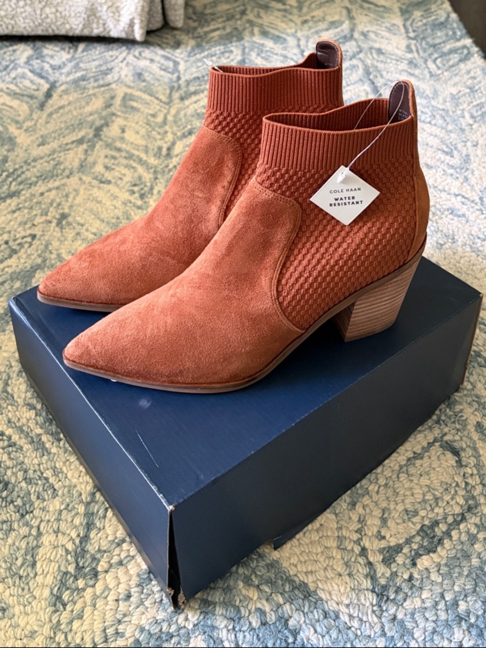 NWT Rust Cole Haan Suede Western Booties ~ Festival